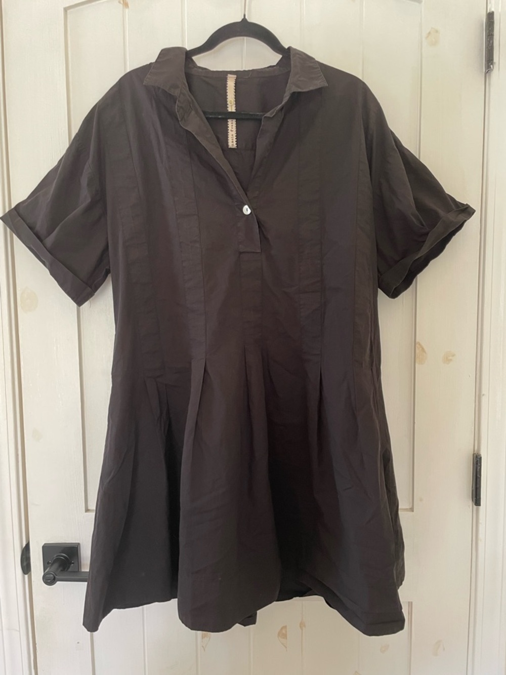 Women’s Uncle Frank Black A Line Pleated Cotton Dress Short Sleeves  Sz XL
